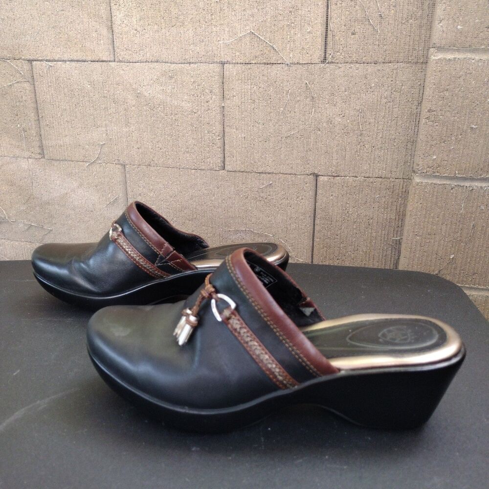 Ariat Womens Leather Mule Clogs Western Tassel Shoes Womens Size 8 Black 21080